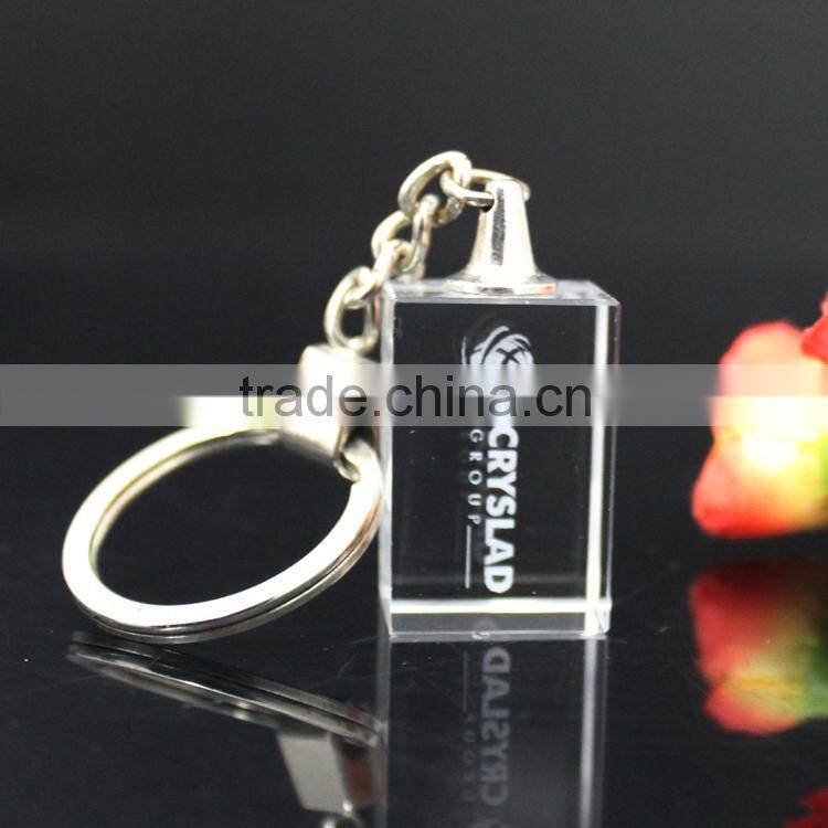 Personalized crystal glass keychain & ring
