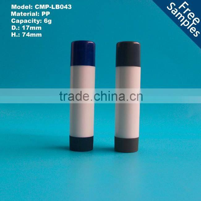 6g colorful Sturdy Plastic Empty Lip Balm Tubes Containers with Lid Caps