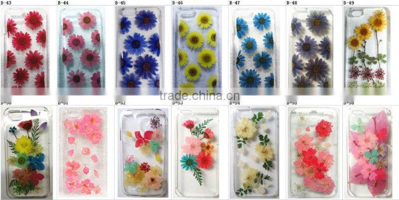 Wholesale factory price Dry pressed flower case natural fresh real flower designed phone case for smartphone
