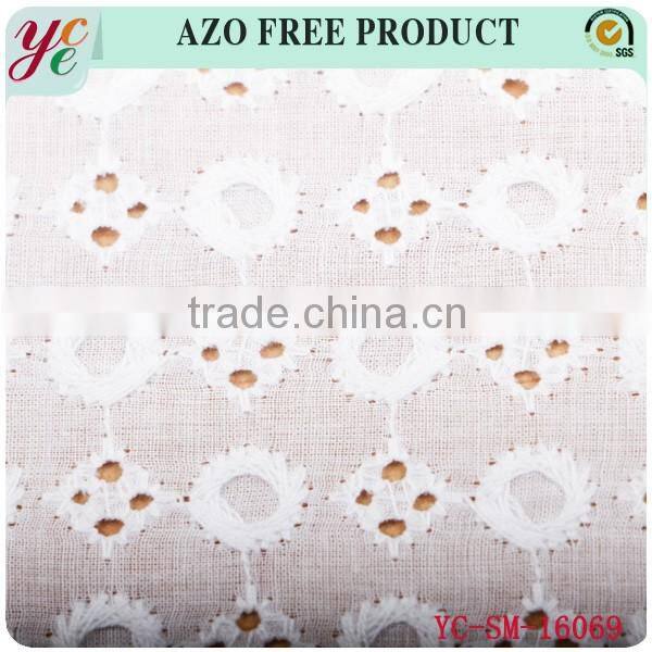 Hot sale simple circular holes 100% cotton woven fabric embroidery for dress