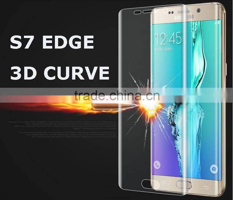 3D Full Curved PET Screen Protector For Samsung Galaxy S7 Edge flim,3D Round Toughed Film Screen for S7 for samsung s7 tpu film