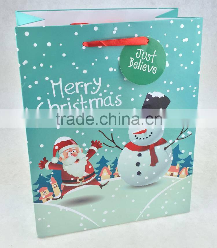 Christmas Gift Bag Red satin Ribbon and tag