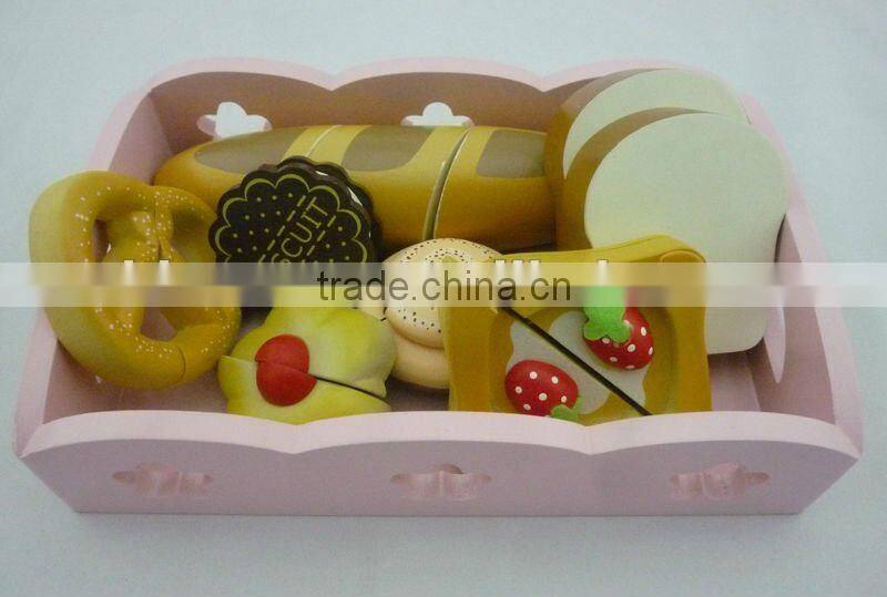 wooden fresh baked food toy kit for children's pretend play
