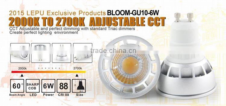 2015 newest design CCT Dimming reflector dimmable gu10 led spotlight 60 degree beam angle with 3years warranty