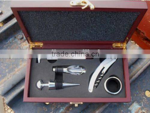 5 in 1 corkscrew wine bottle opener + wine stopper + wine pourer set + wine temp thermometer + wine ring
