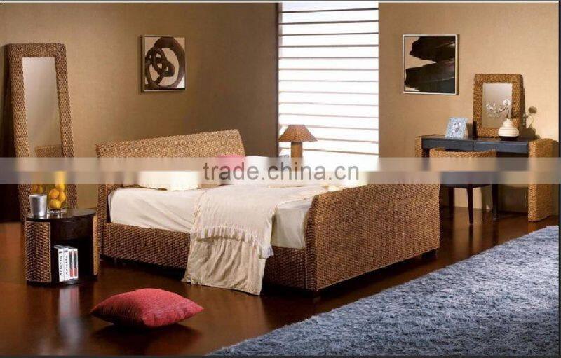 Cheap Rattan Bedroom Set - Water Hyacinth Bedroom furniture - Natural Rattan Bedroom Furntiure