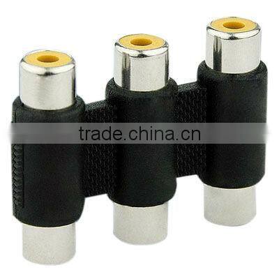 CATV 3 way waterproof connector 3 rca jacks to 3 rca jacks