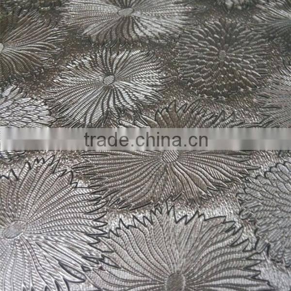 PVC leather with flower embossed for decoration usage