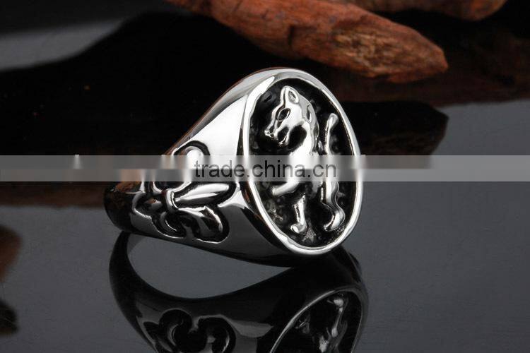 KSTONE Wholesale High Quality Cool Vintage Lion Head Ring Jewelry cross 316L Stainless Steel Rings