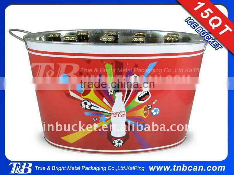 Large Oval galvanized paint Beer Ice Bucket