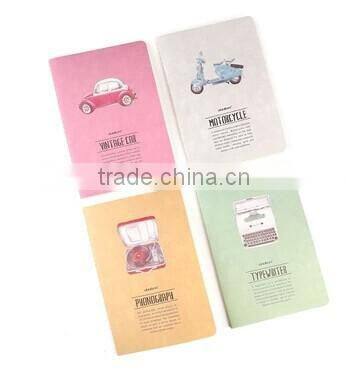 paper soft cover lined cream paper book with staples