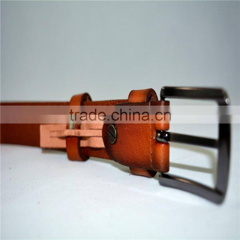 brown Unisex fashion cow hide genuine leather thread pattern belt