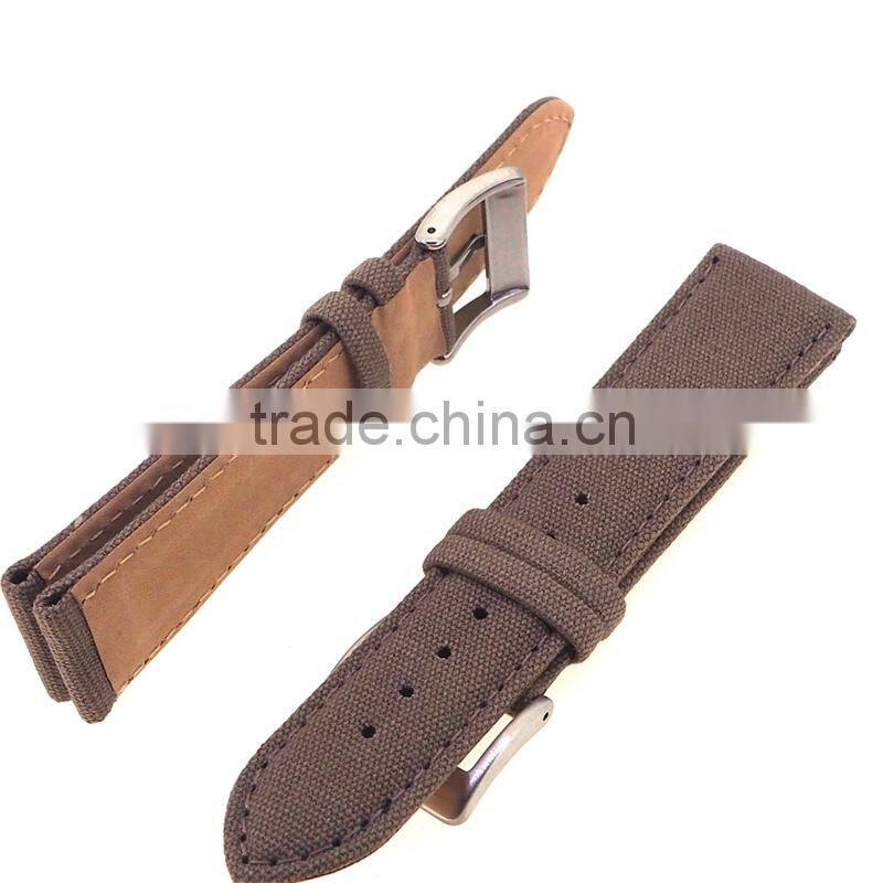 20mm 22mm Suede Leather Watch Band With Canvas