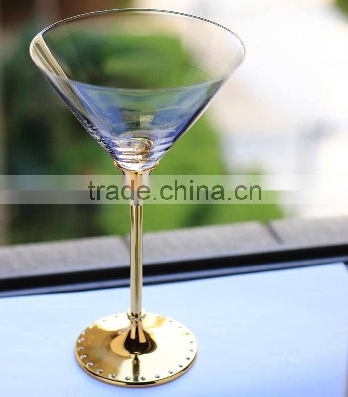 Glass manufacturer promotion wholesale handmade clear glass neck plate with gold, gold wine glass shopping