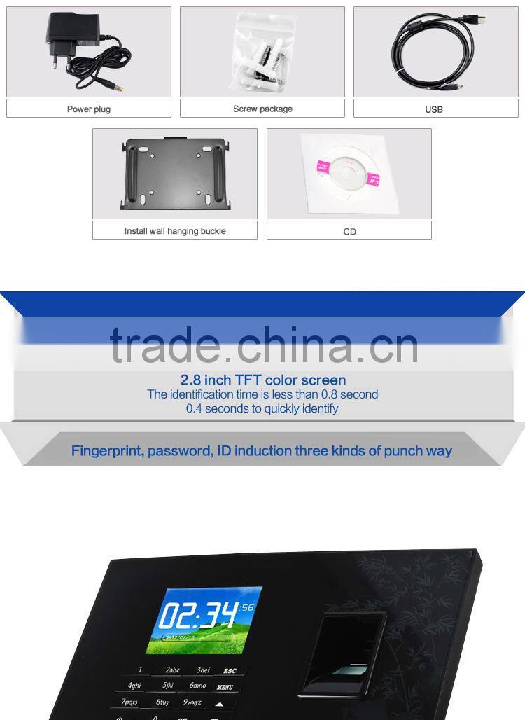 Fingerprint capacity: 1500 Storage Capacity:100000 biometric fingerprint sensor with TCP/IP OC054-10