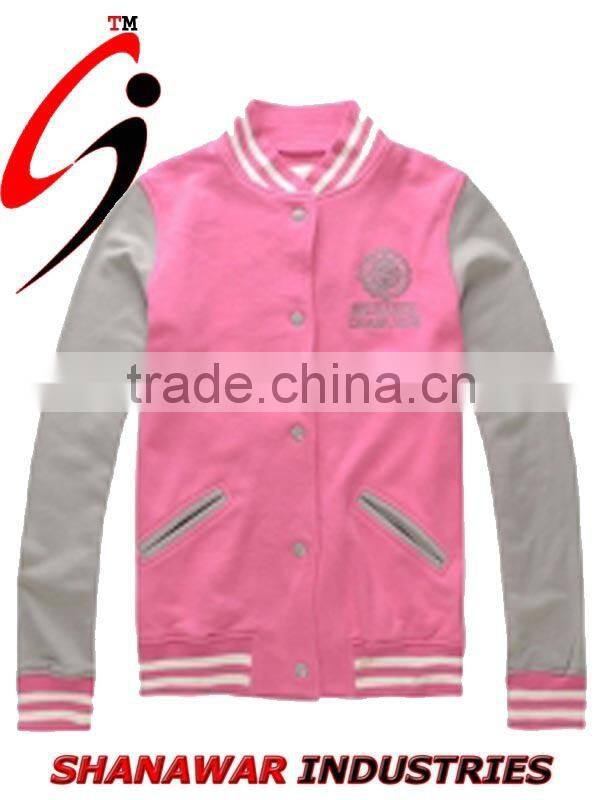 Red Custom design cheap 100% cotton baseball varsity jacket