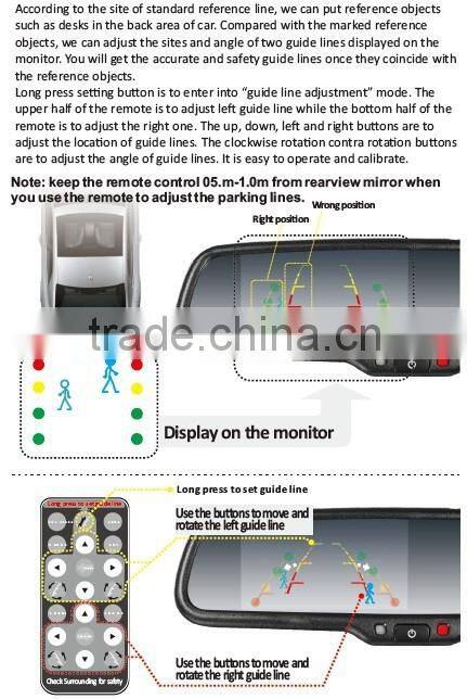 Car Rearview Mirror Parking Sensor auto-dimming Monitor