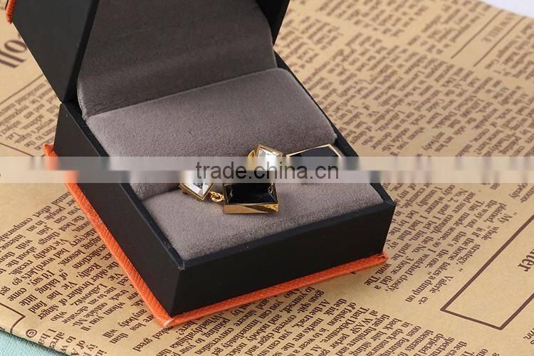 New arrival top wholesale gold black big stone rectangle elegant design earrings