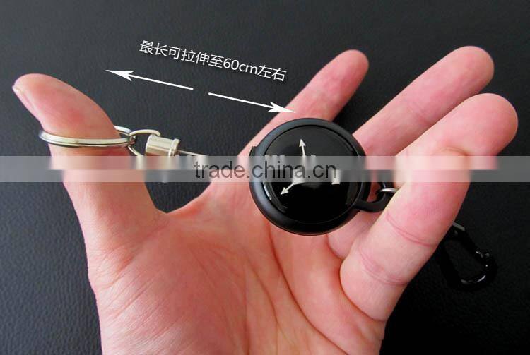 Creative metal retractable reel keychains with wire rope anti-lost