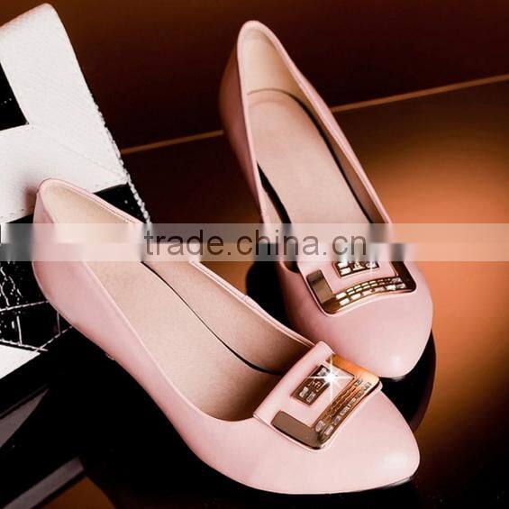 Comfortable genuine leather party pumps high heel shoes latest sweet color diamond office lady shoes CP6663