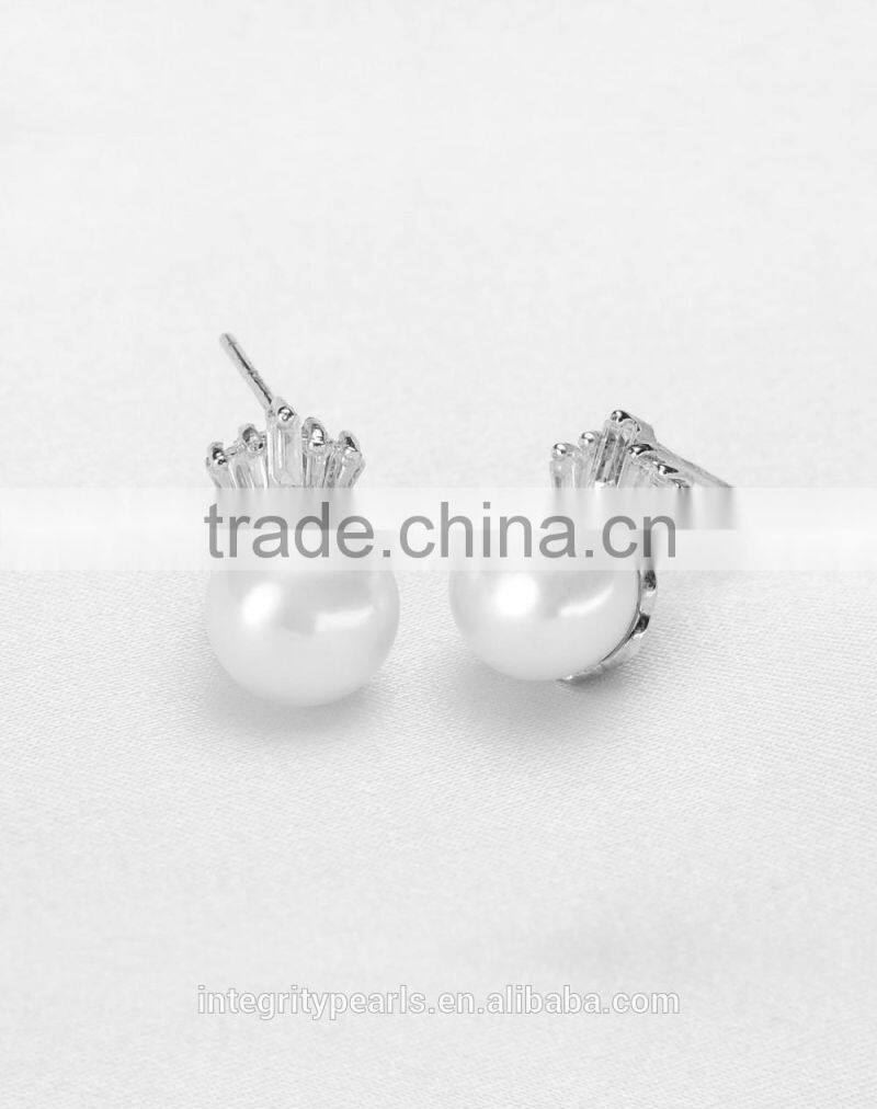 2016 new natural cultured freshwater pearl earring 8.5-9mm 925 silver pearl earrings