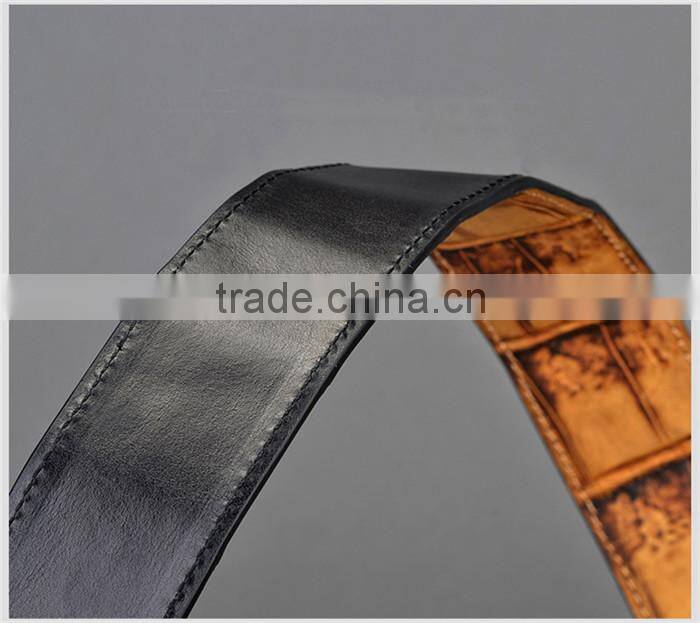 Fashion Genuine Crocodile Leather Skin Men Belt Stainless Steel Buckle Adjustable