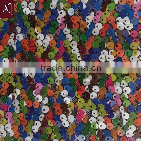 new multi sequins colourful embroidery fabric 100% nylon