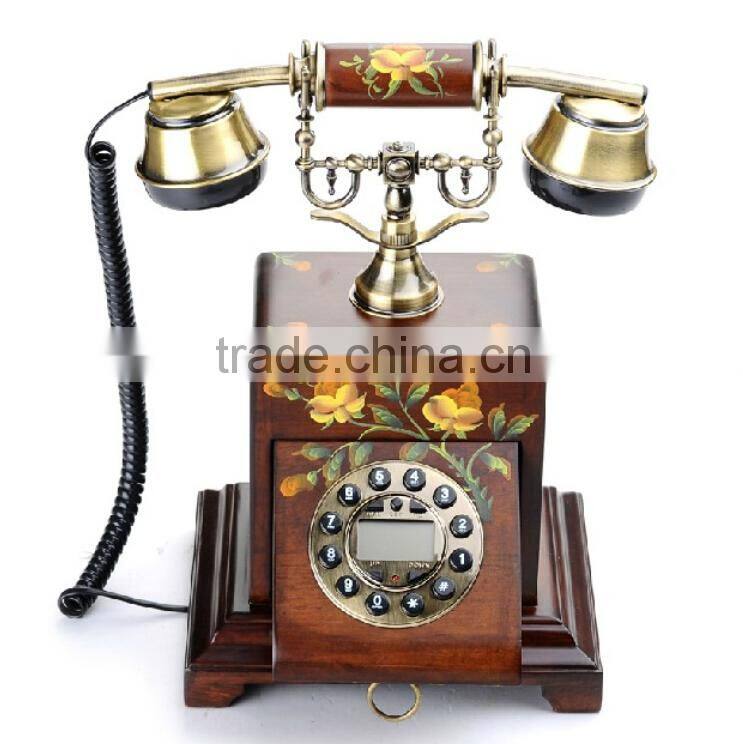 Home Decor Wood Brown Antique Telephone For Sale