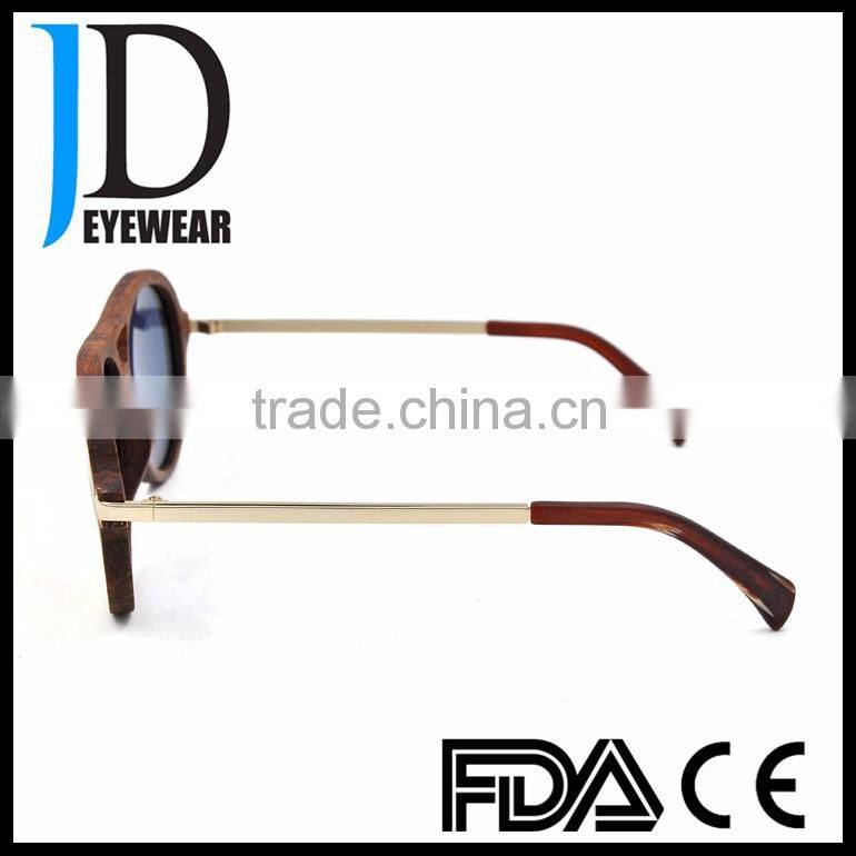 High Quality Classic Wood Metal Combination Aviator Wood Sunglasses