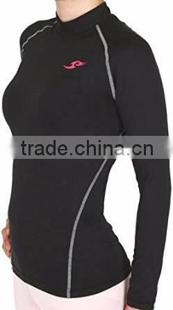 China facotry price Womens Skin Tight Compression Baselayer T Shirt Running Black Top