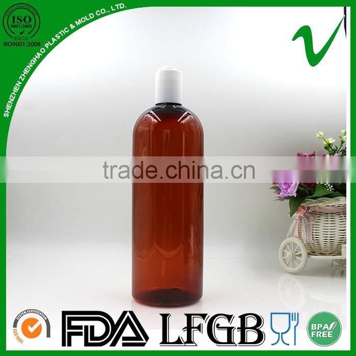 PET customized empty boston round plastic shampoo bottle with pump