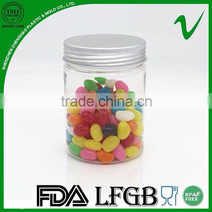 PET biodegradable 250ml clear round plastic bottles for candy