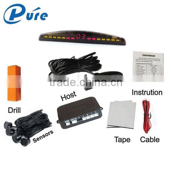 Car digital led numeral and color display 4 sensors parking sensor assist monitor system with four-step Bibi alarm sound