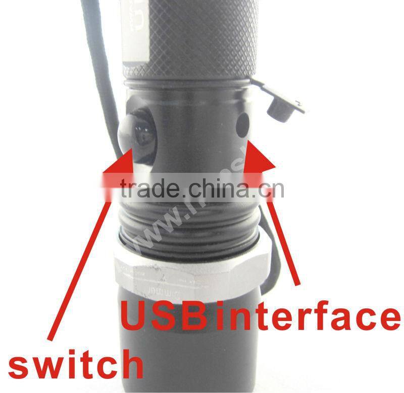 3w xpe adjustable focus beam rechargeable led torch