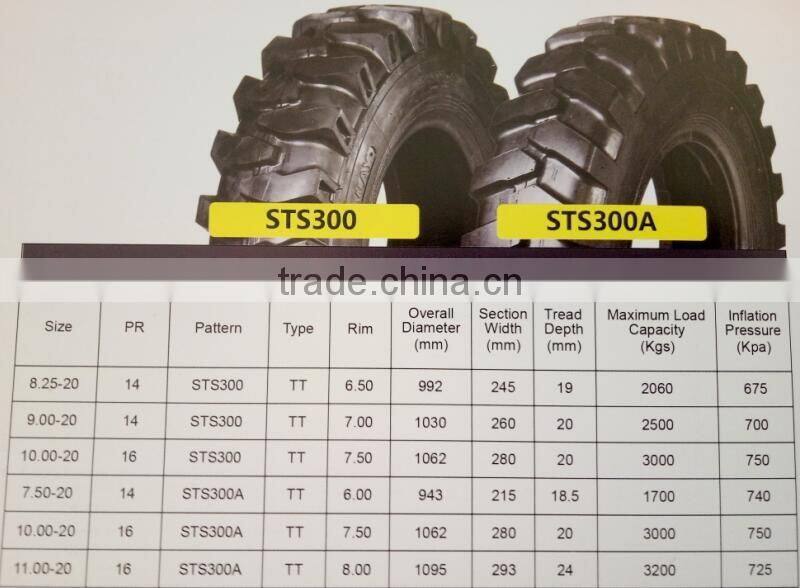 good quality excavator tube tires STS300 8.25-20 9.00-20 10.00-20 7.50-20 11.00-20