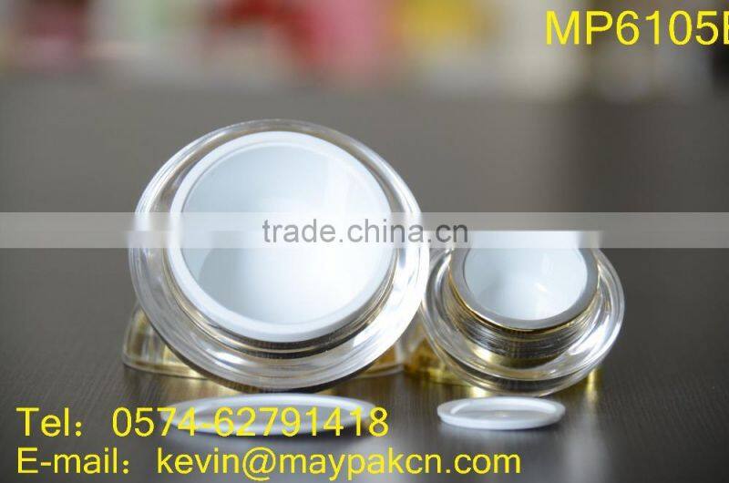 Hot sale with good quality double wall with beauty ball made in china square golden acrylic cream jar
