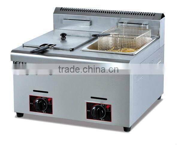 counter top gas deep fat fryer (2-tank&2-basket)/gas chicken fryer