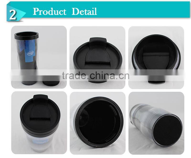 Custom logo plastic change vacuum thermos mug