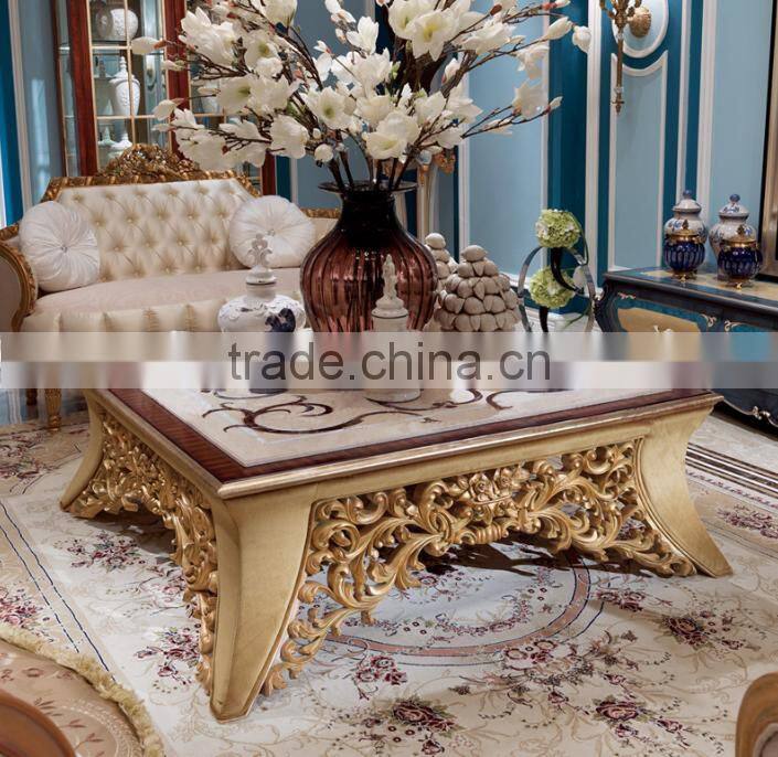 Luxury solid wood living room furniture exquisite hand carving square coffee table