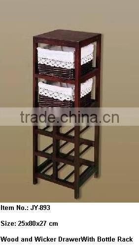 Cheap wicker basket storage shelves with 4 wheels