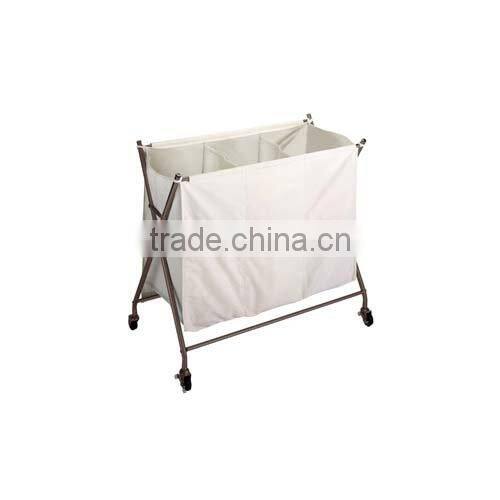 3 Bin Laundry Sorter with Rubber Wheels - Metallic Bronze