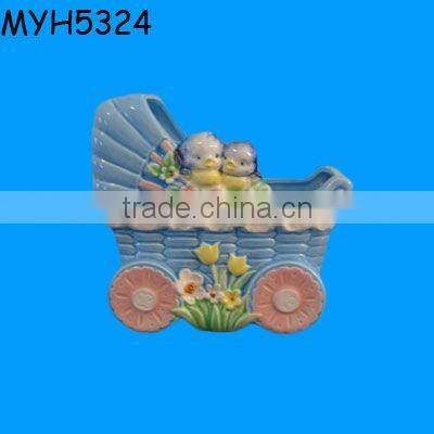 Vintage ceramic flower pots with tray