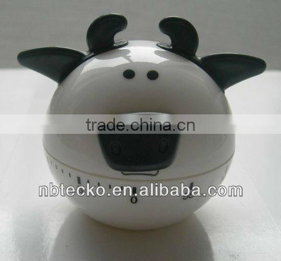 Plastic pig shape animal mechanical kitchen timer/sound timer
