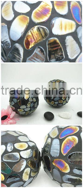 Outdoor Garden Decoration Multi-Color Pebbles Mosaic Hollow Large Glass Ball