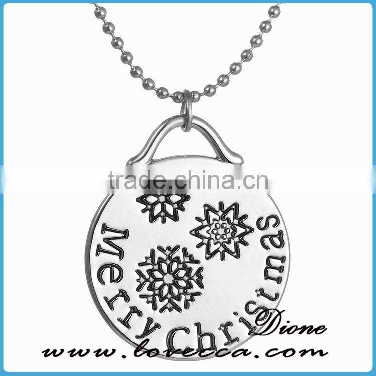 Christmas Snowflakes Deer Engrave Pendant necklace factory direct sale