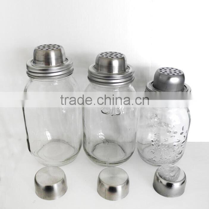 ecofriendly glass salt and powder cruet spice shaker glass jar with lid