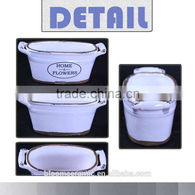 Home decoration mini garden pot/white mini pot with ears