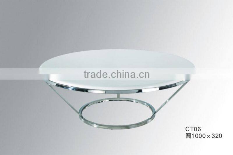 CN8023 antique modern round silver mirror coffee table with stools