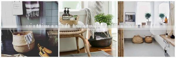 Silver sequin belly basket, seagrass dipped bottom basket, folding basket