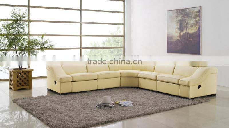 JR8021B modern Luxury Italian full thick orange cow leather living room Italy recliner sofa set